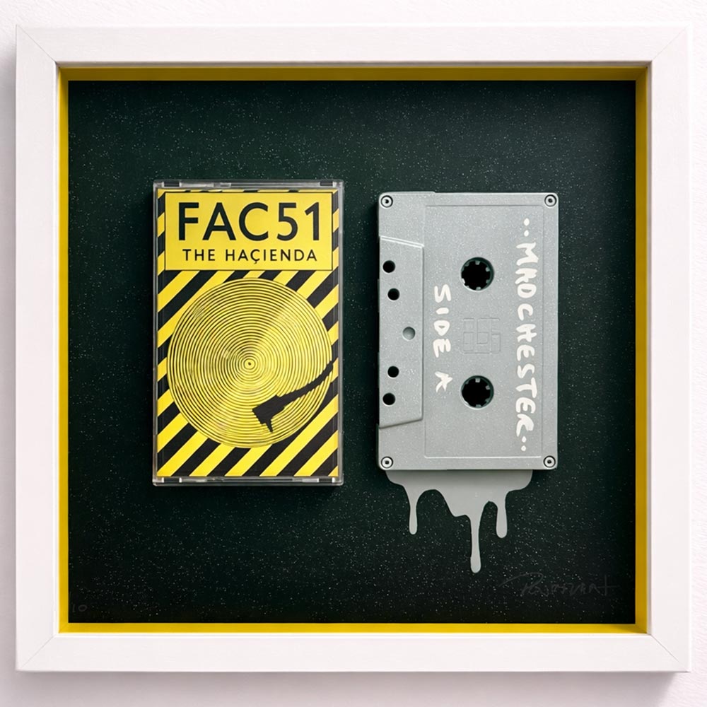 The Hacienda - FAC 51 -  cassette artwork in a box frame with art glass.