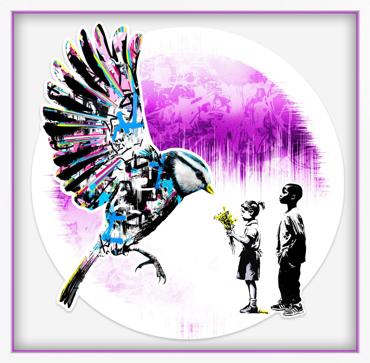 Blue Tit framed artwork by THE POSTMAN, Nature of Healthcare series, Royal Sussex Cancer Centre collaboration