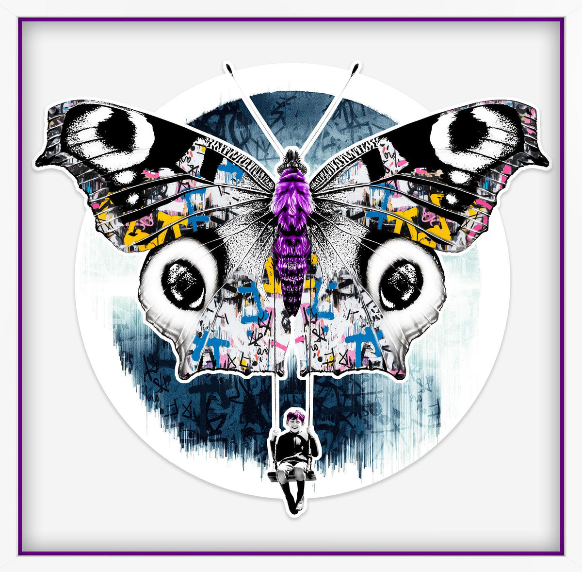 Butterfly framed artwork by THE POSTMAN, Nature of Healthcare series, Royal Sussex Cancer Centre collaboration