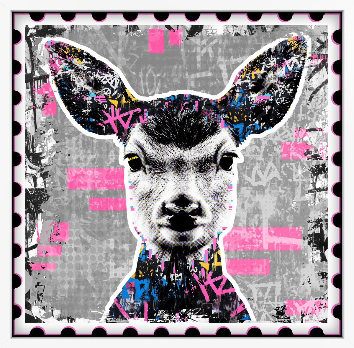 Deer framed artwork by THE POSTMAN, Nature of Healthcare series, Royal Sussex Cancer Centre collaboration