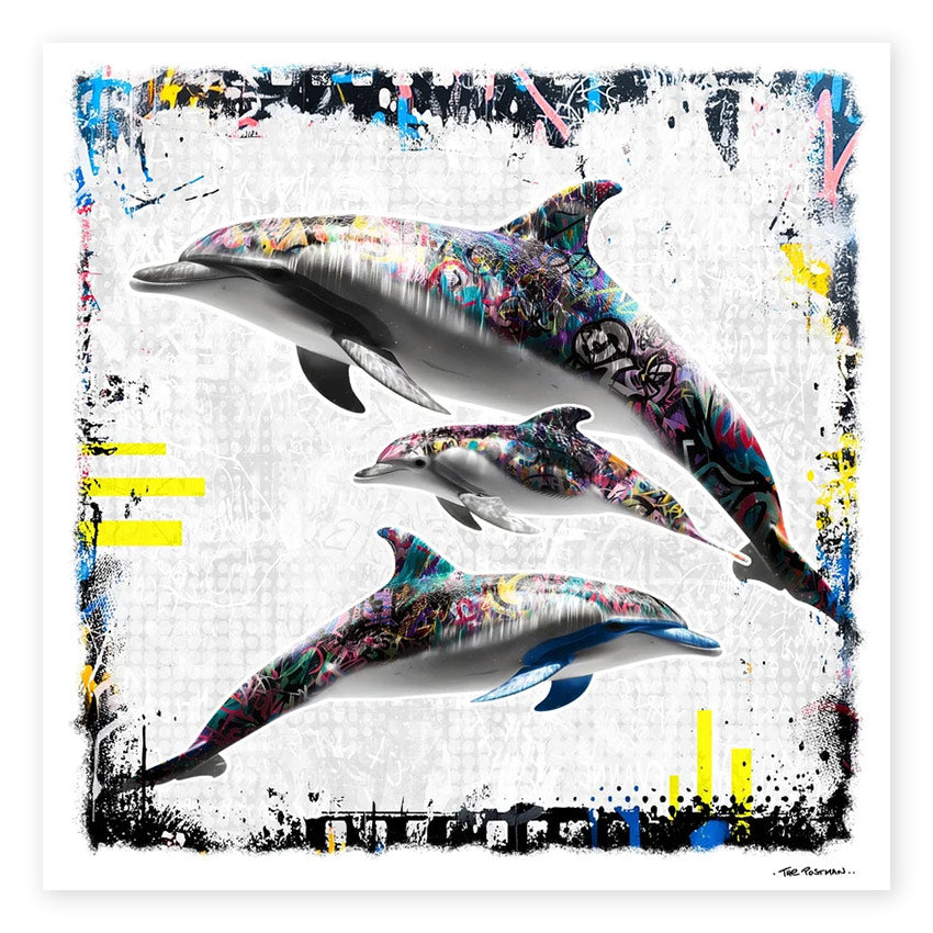 DOLPHINS Print by The Postman Art