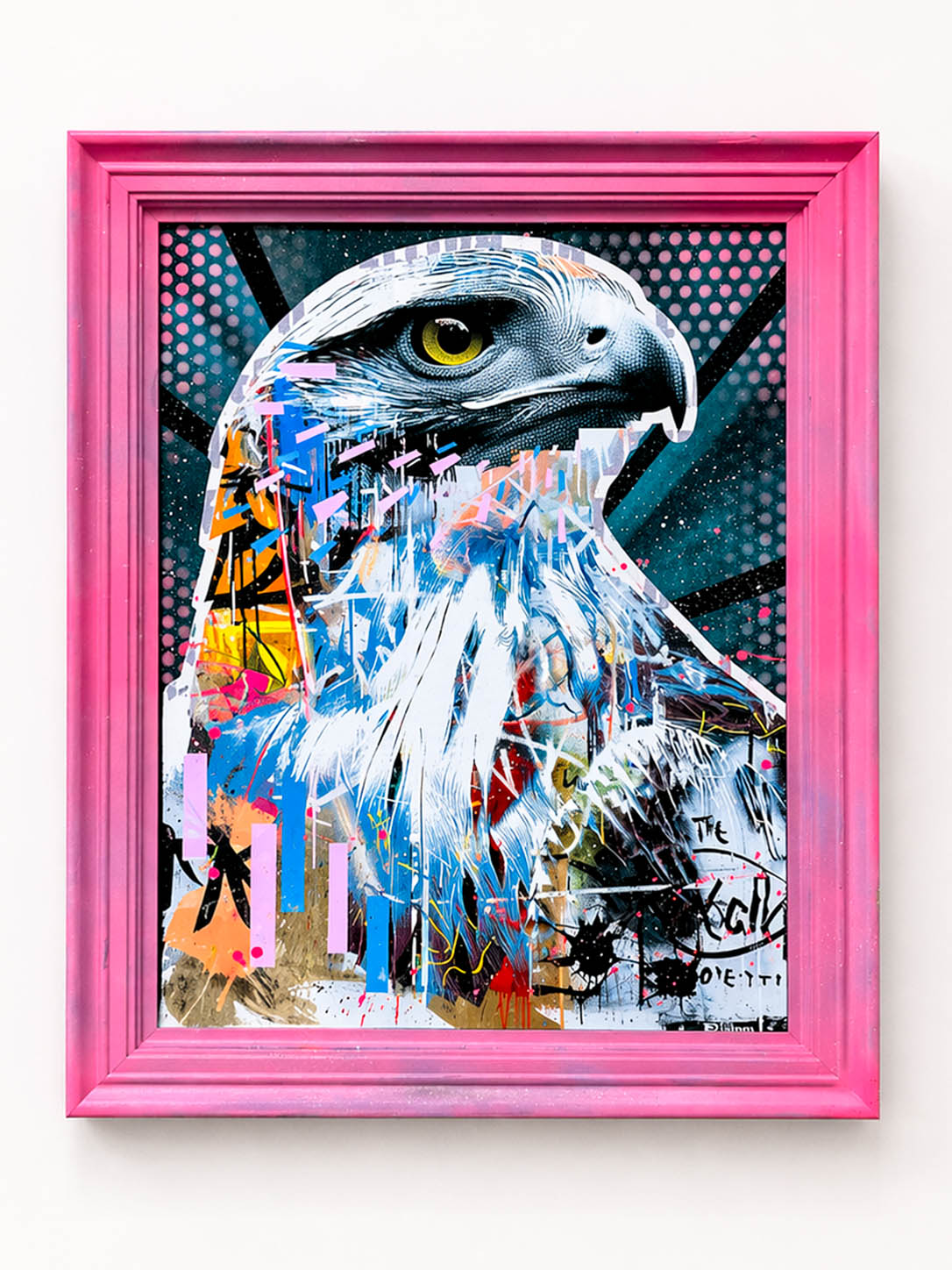 Handmade framed Hawk artwork by The Postman