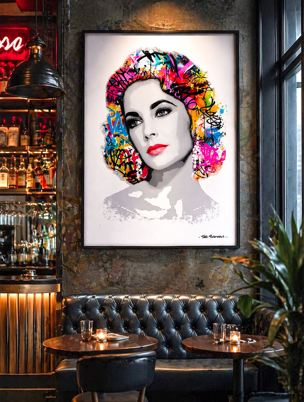 Limited edition Liz portrait by THE POSTMAN, contemporary street art style print