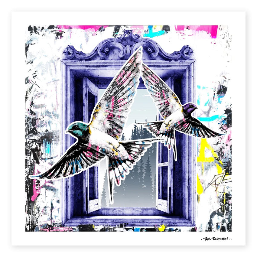 SWALLOWS Print by The Postman Art